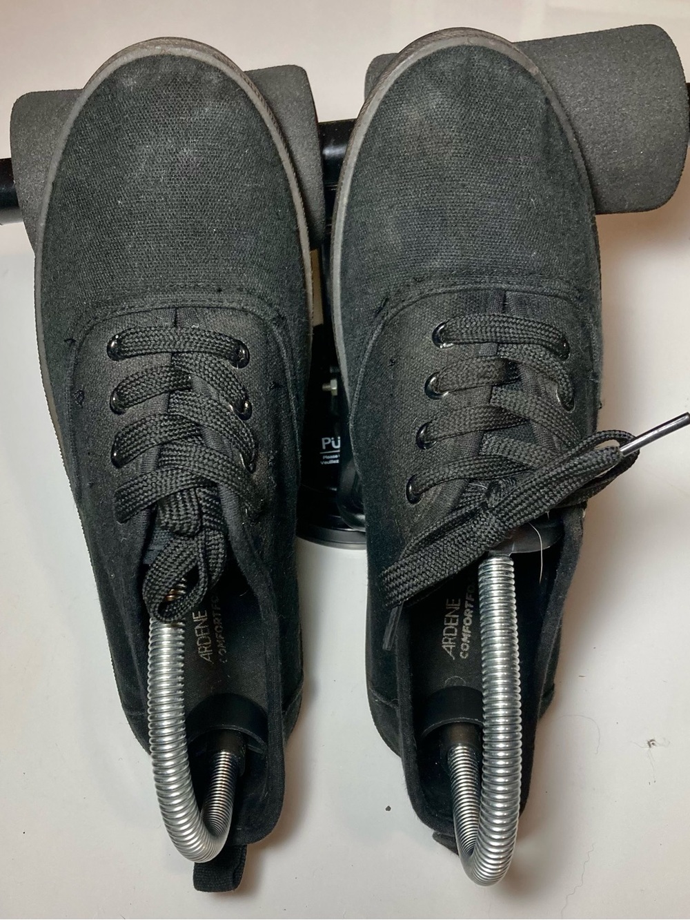 Black Canvas Lace-Up Womens Shoes